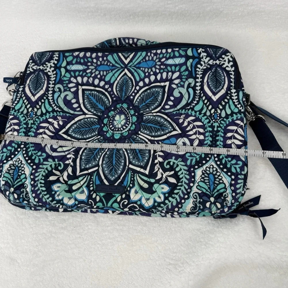 Vera Bradley Blue Island Medallion Royal Blue Laptop Zippered Bag Shoulder Strap